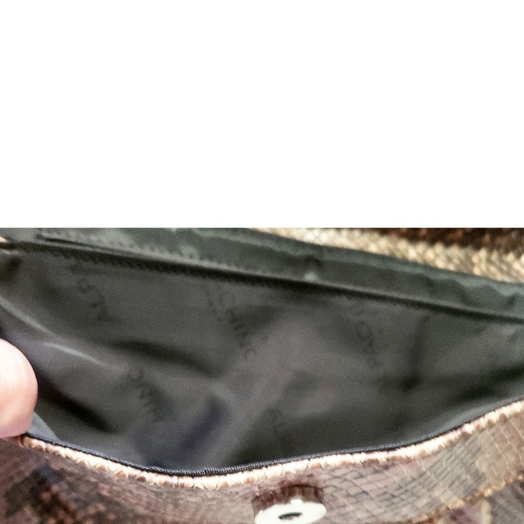 ALPACHINO Brown Python Print Clutch Handbag Patent Leather Classic Womens Purse - Picture 8 of 8